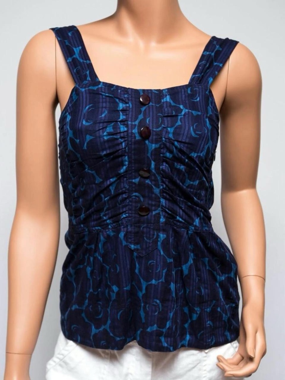 Vintage Y2K Marc By Marc Jacob’s Blue Floral Button Front Tank Top